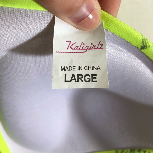 Neon-ish yellow bikini top w/ stars - Picture 7 of 7